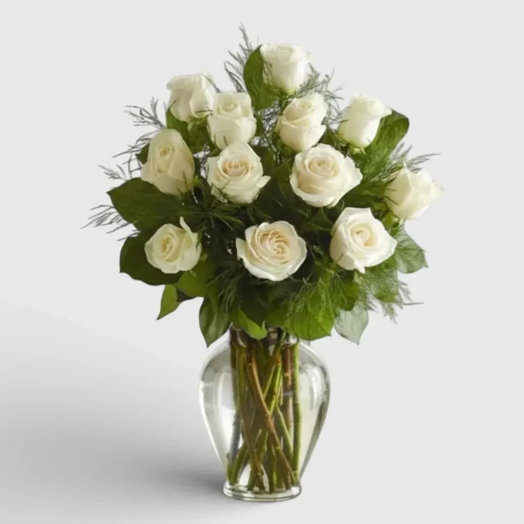 Bouquet of 15 White Roses
