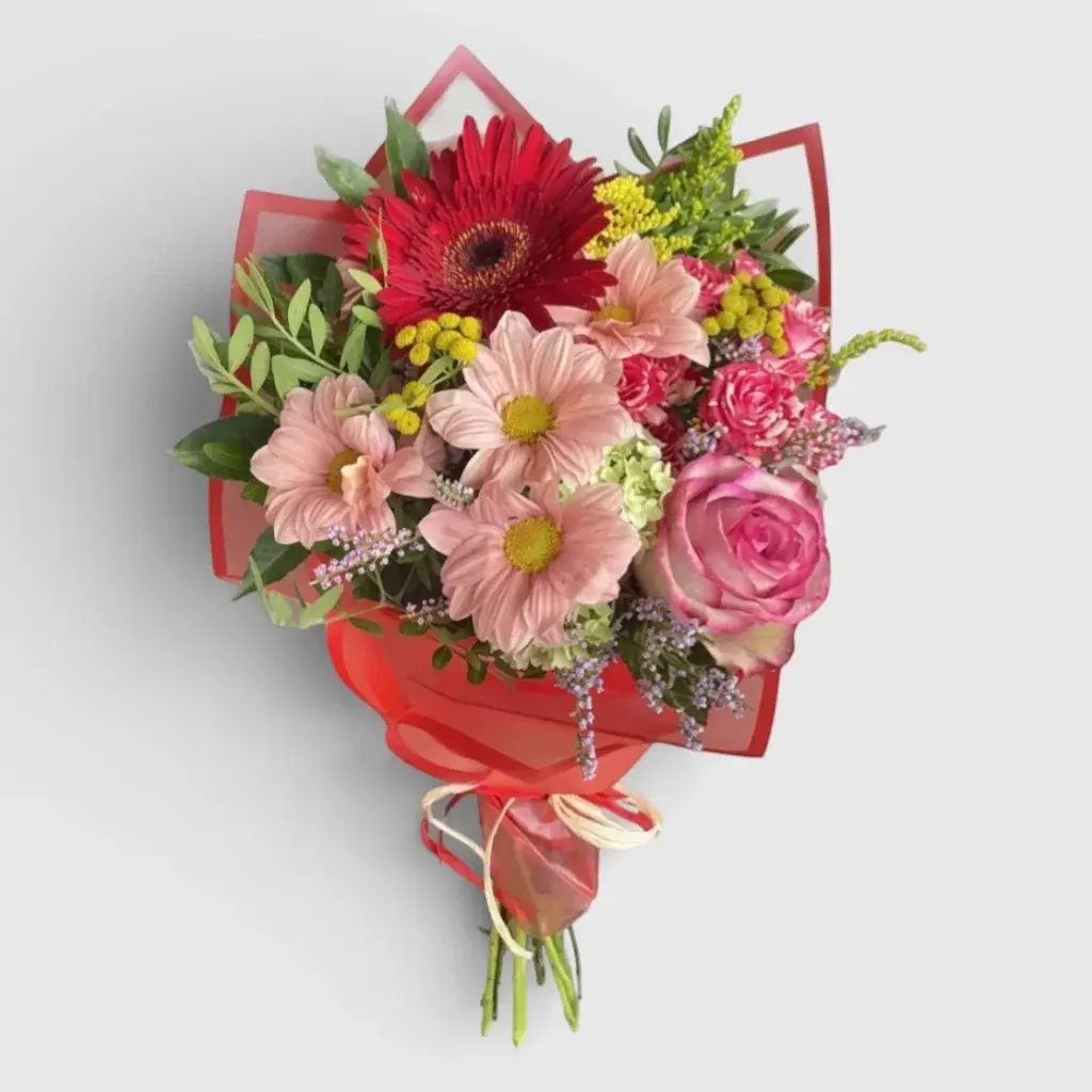Bouquet of chrysanthemum, rose, gerbera