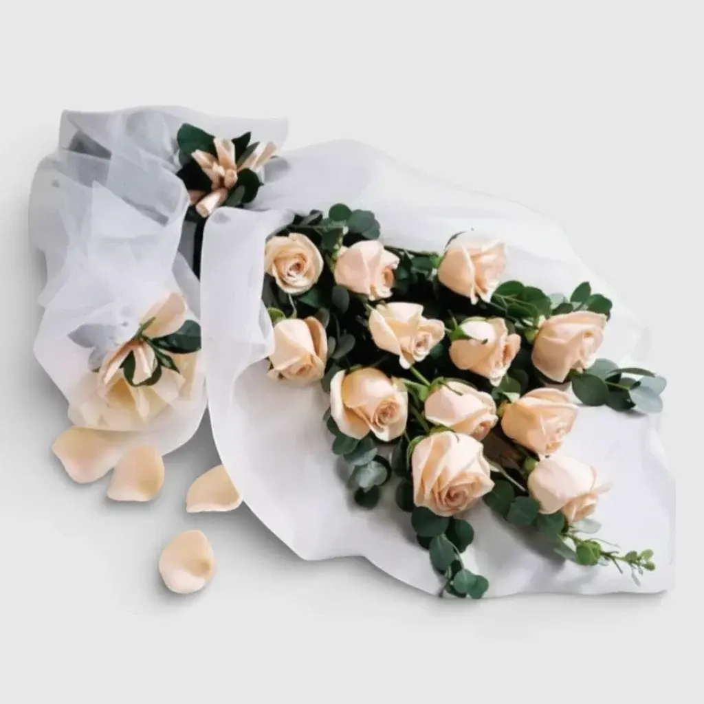 Sumptuous Hand Tied White Roses