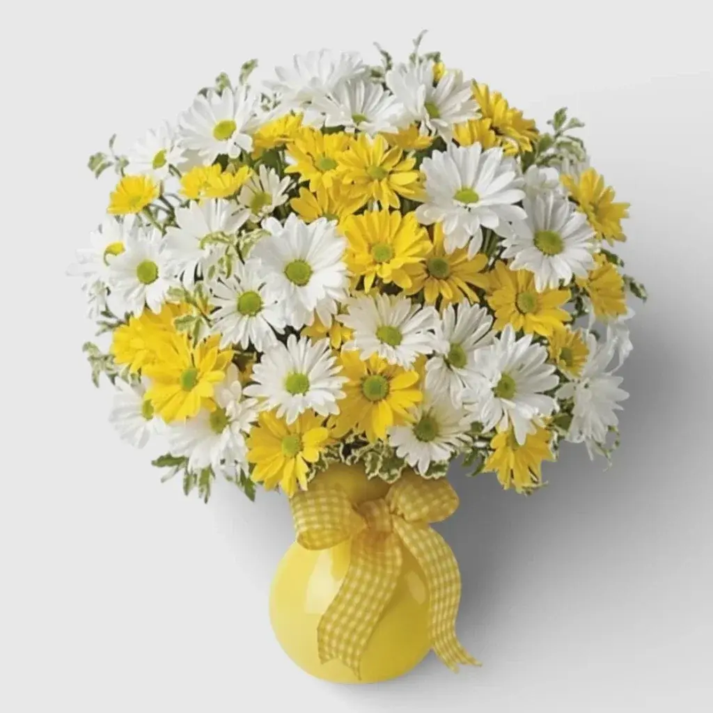 Bouquet of Yellow & White Chrysanthemums "Ray of the Sun"