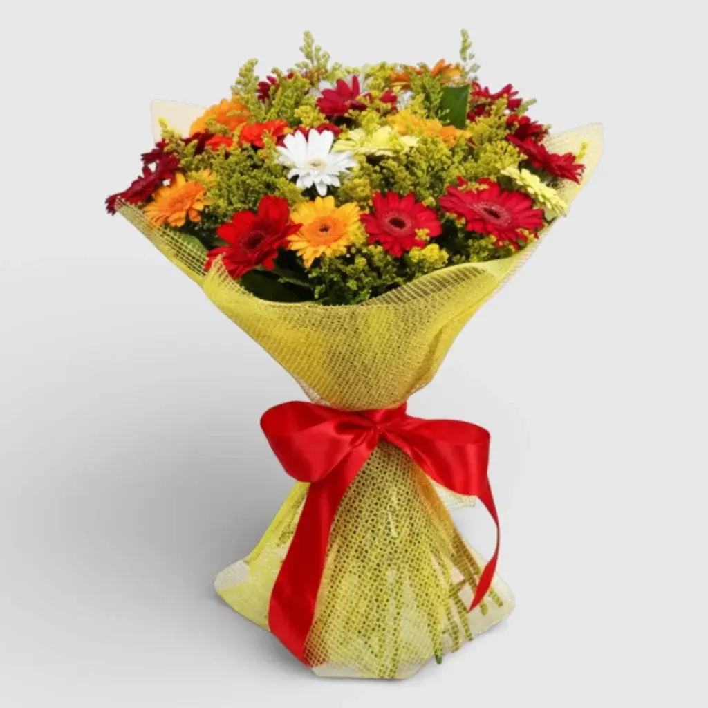 Hand- tied Bouquet of Multi-Colored Gerberas "Floral Wonderland"