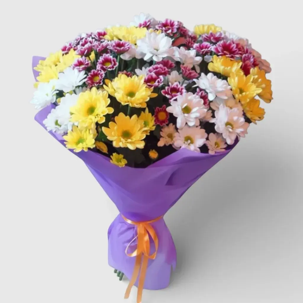 Bouquet of 15 Chrysanthemums "Passion"