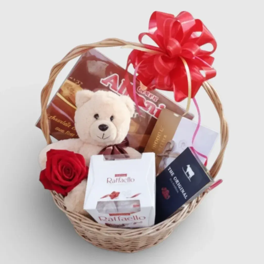 Teddy bear with gifts