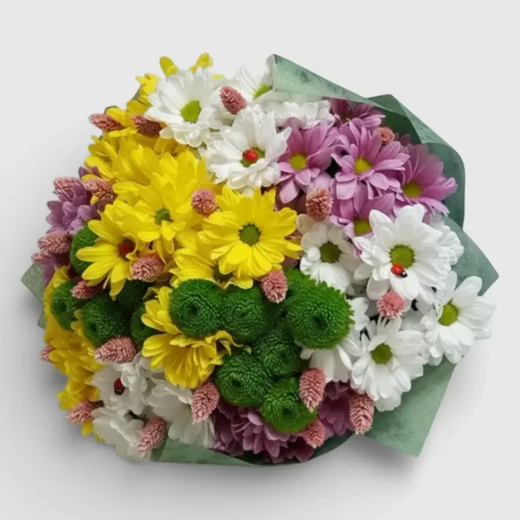 Bouquet of multi-colored chrysanthemums