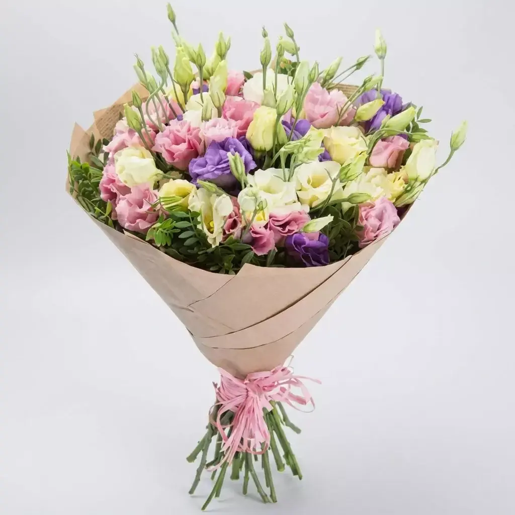 Bouquet of 15 multicolored Eustomas