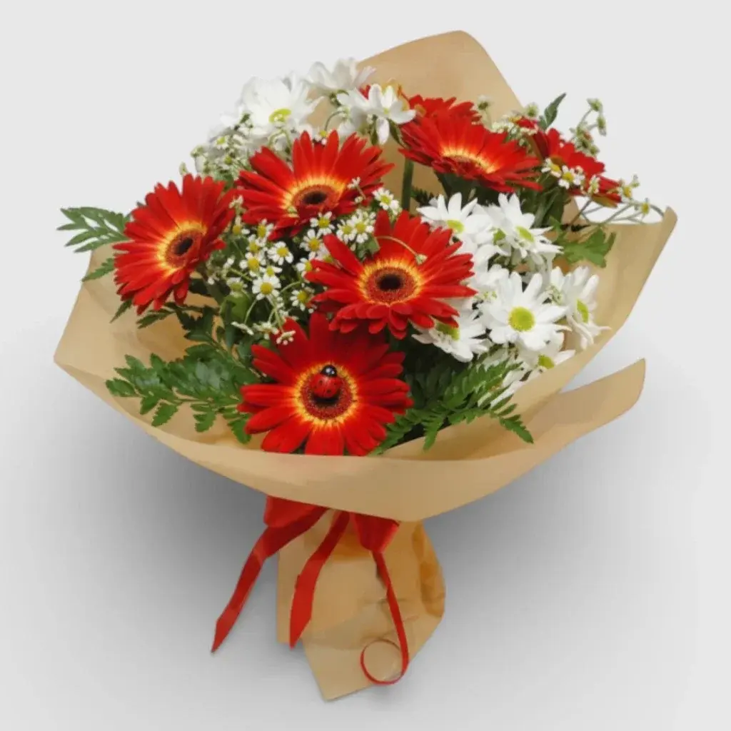 s Bouquet Hand-tied "Red& White Dream"