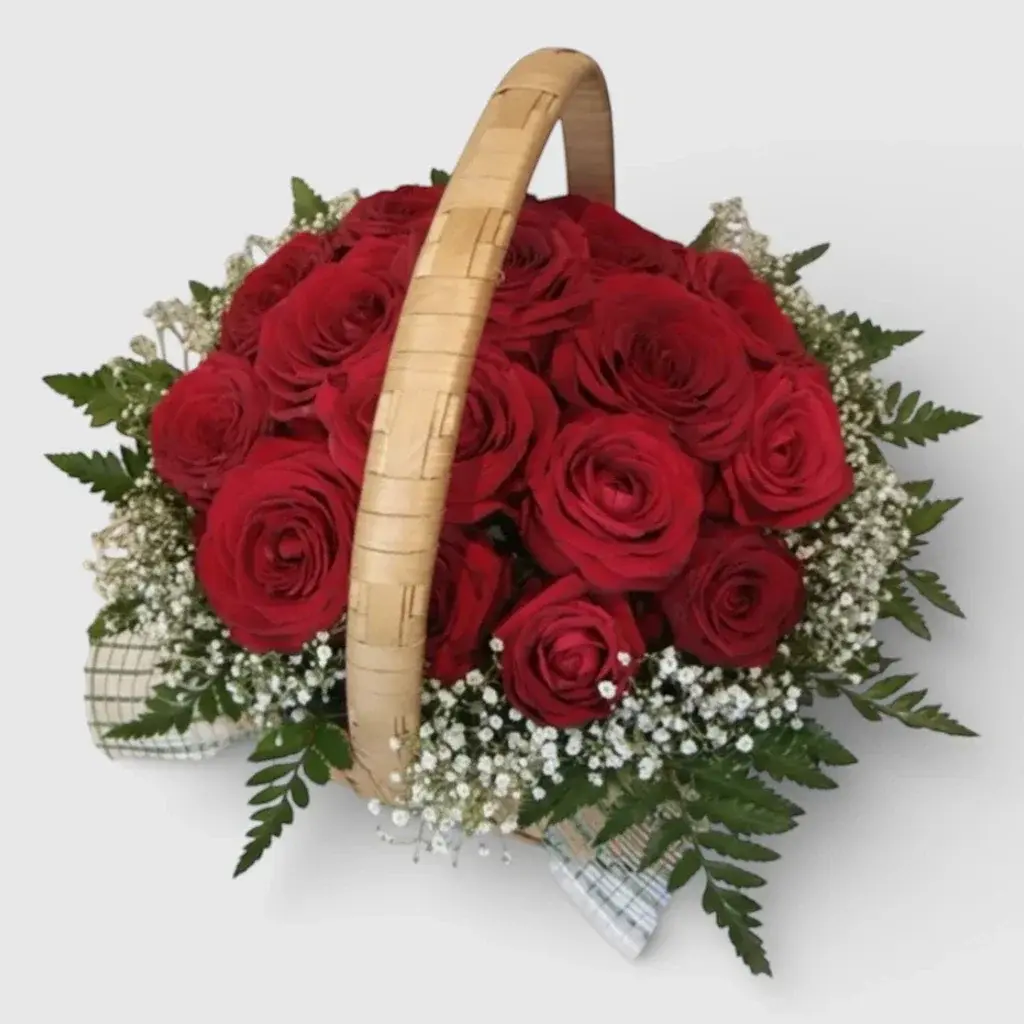Red Roses Basket "First Love ..."