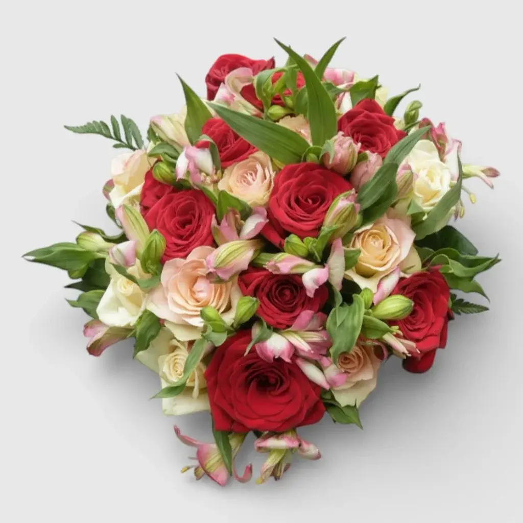 Bouquet of roses and alstromerias "Elegant Choice"