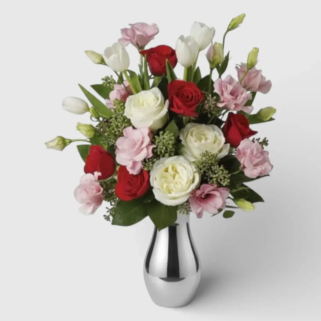 Bouquet of Multy-ColoredRoses& Lisianthus