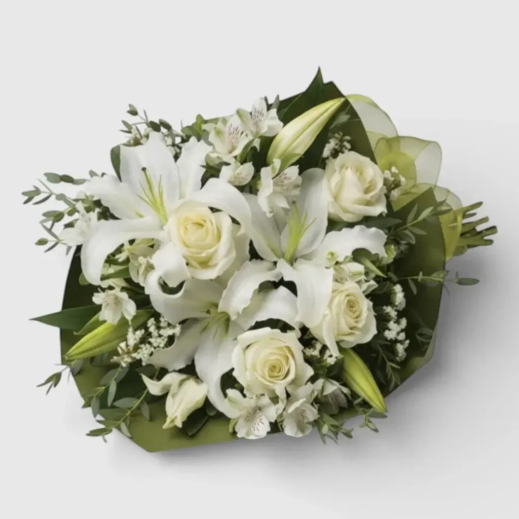 Bouquet of Lilies, Roses& Alstroemeria "Loving Evening"