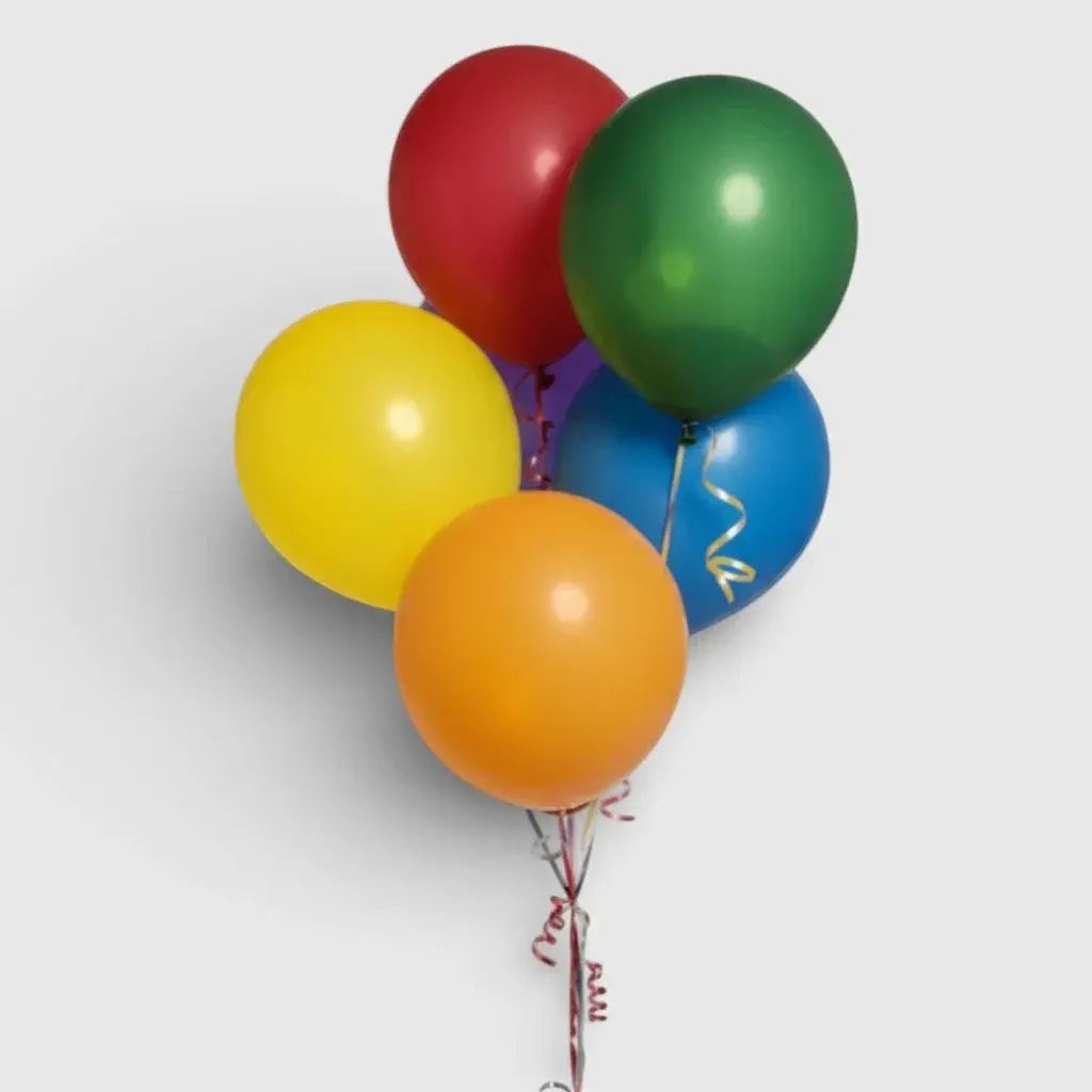 Set of 5 Helium Many-Coloured Ballons