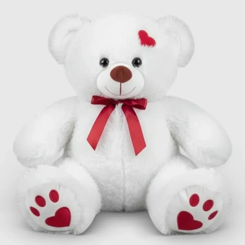 Soft white toy teddy bear, 38 cm