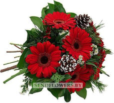 Round Christmas bouquet "Ruby Red Christmas"