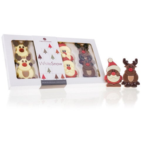 Reindeers and Santas made of chocolate