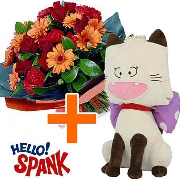 Hello Spank 30cm Kitty + Flowers (Classic Composition)