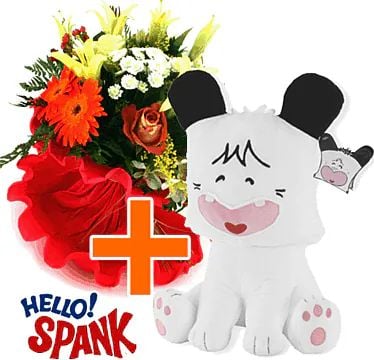 Hello Spank 30cm + Flowers (Classic Composition)
