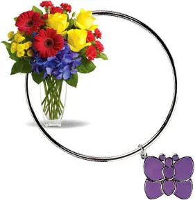 Thun Glossy Butterfly + Flowers Bracelet (Classic Composition)