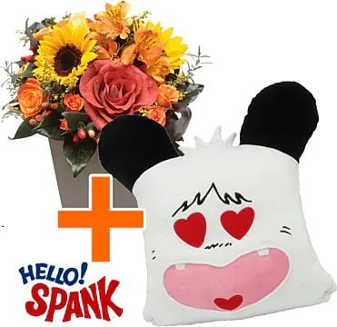 Hello Spank Pillow + Flowers (Classic Composition)