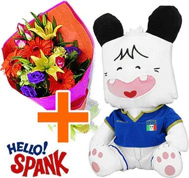 Hello Spank 30cm Italy + Flowers (Classic Composition)