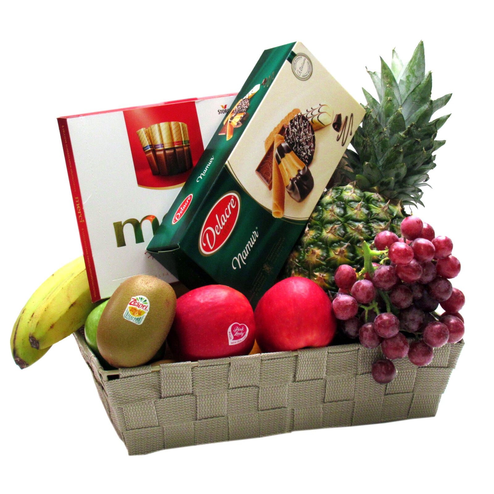 Fruit Basket With Belgian Cookies And Chocolate