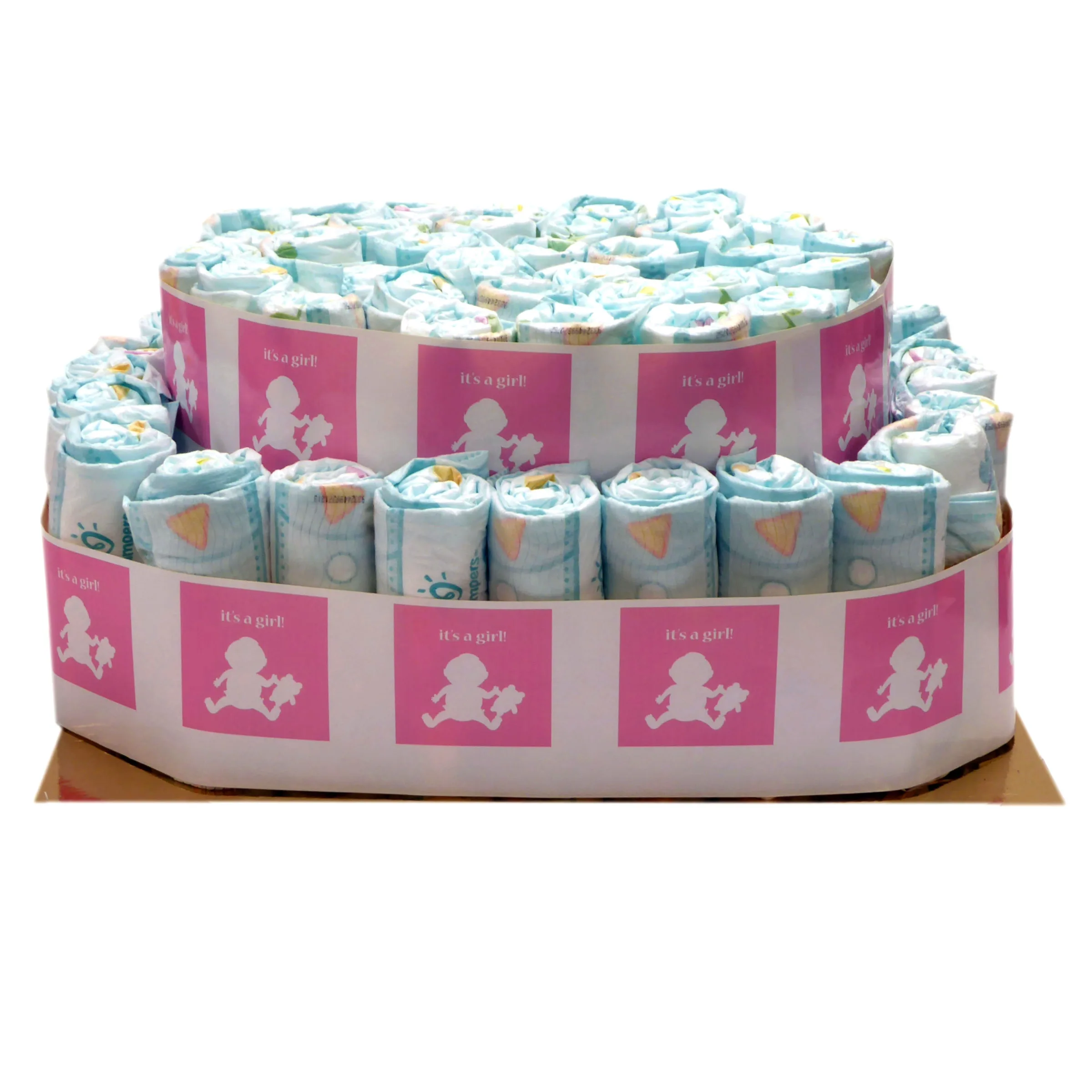 Diaper cake "Hoera, een meisje" as a birth gift