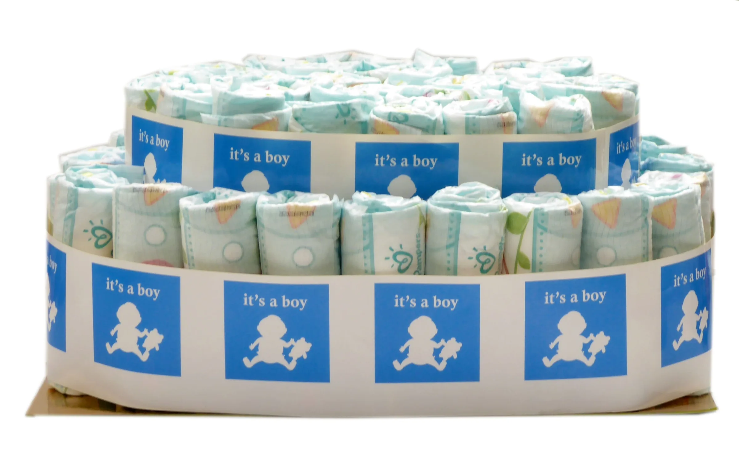 Diaper cake "Hoera een jongen" as a birth gift