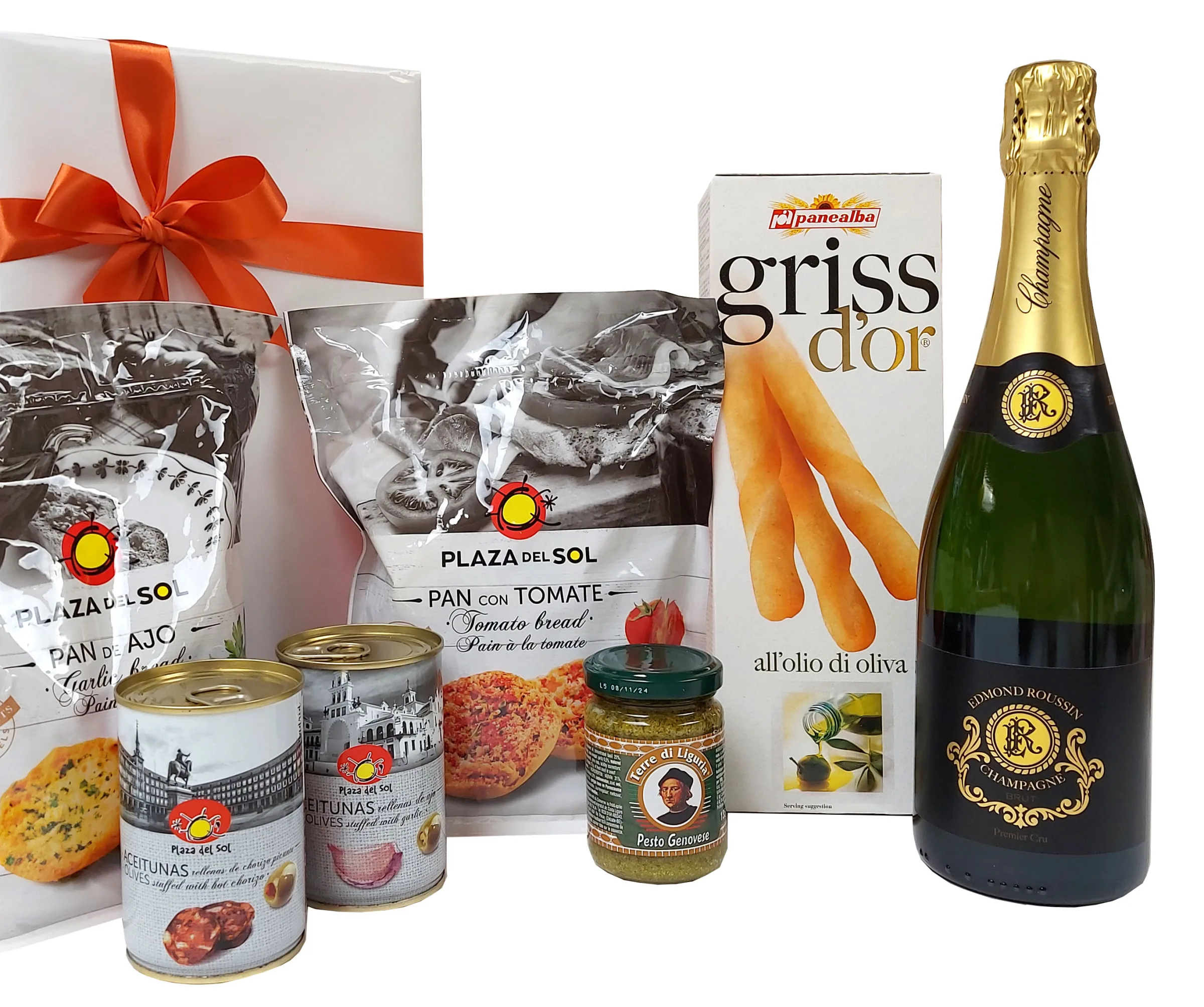 Gift with Italian and Spanish snacks AND champagne
