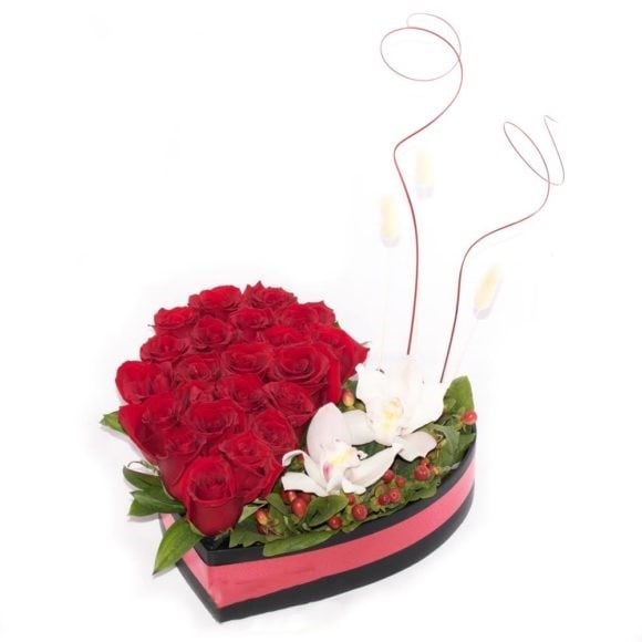 Roses And 2 Orchids Arrangement