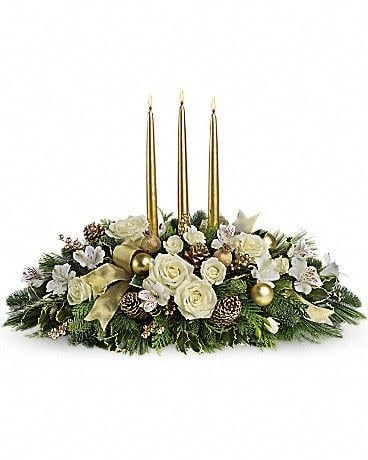WHITE ROSES WITH CANDLES (Little)
