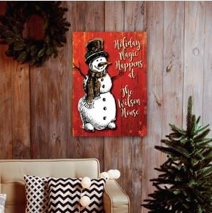 Personalized Vintage Snowman Canvas