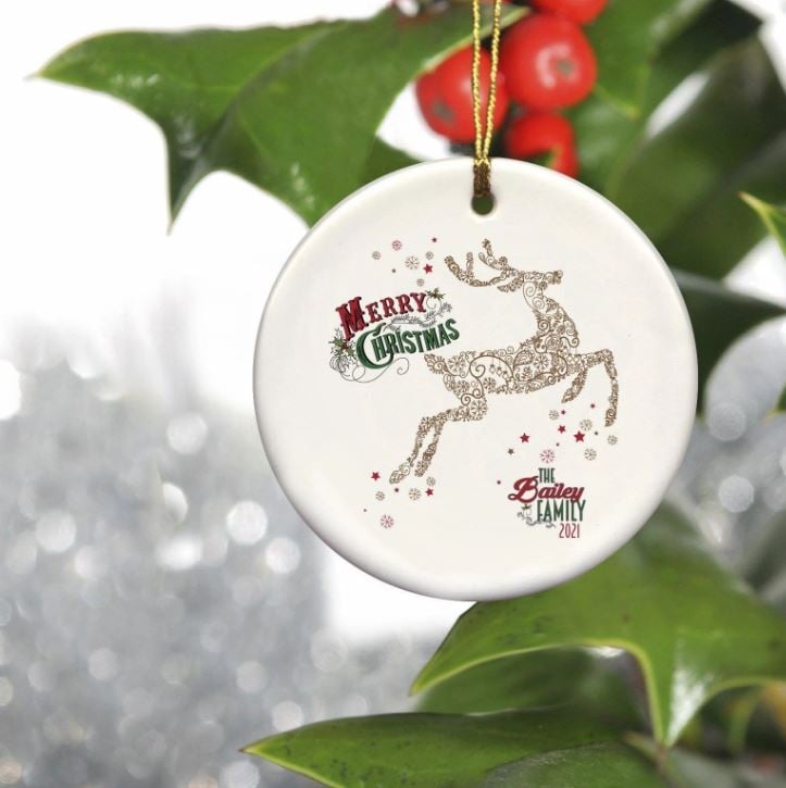 Personalized Vintage Reindeer Ornament