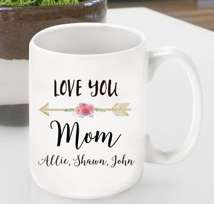 Personalized Ceramic Love You Coffee Mug - Mom - Grandma