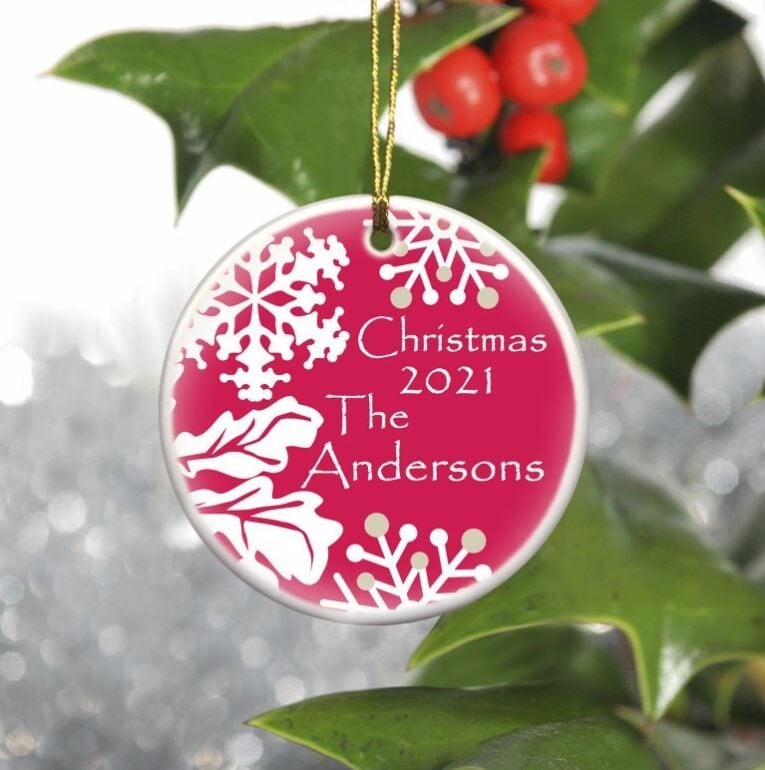 Personalized Simply Natural Ceramic Ornament