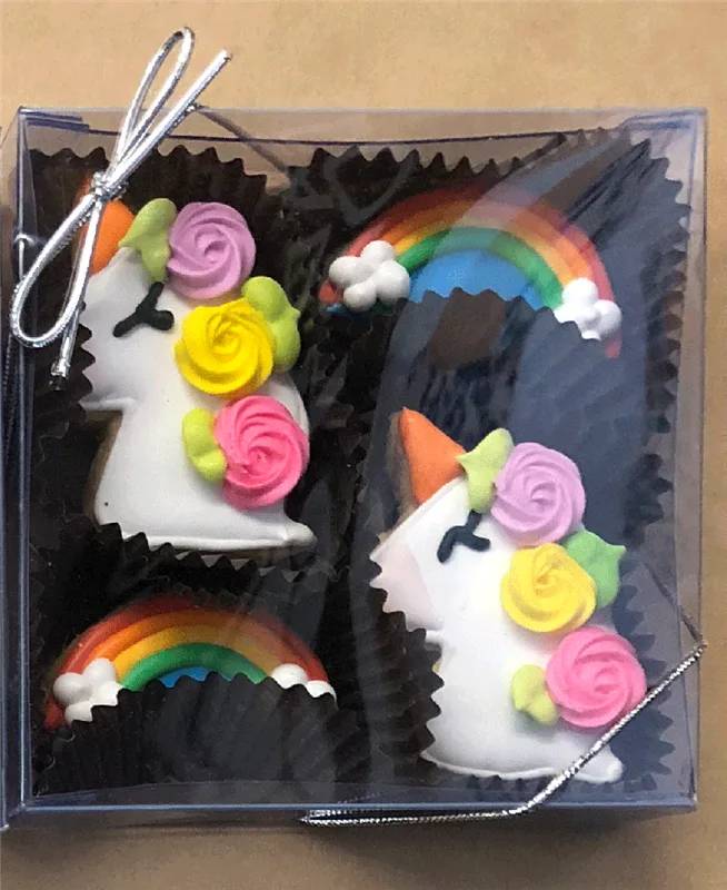 Unicorn Mini Iced Sugar Cookies -Clear Gift Box of 4