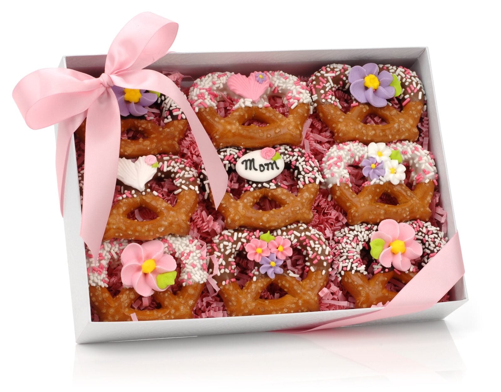 Mother's Day Chocolate Dipped Pretzel Twists, Gift Box of 9