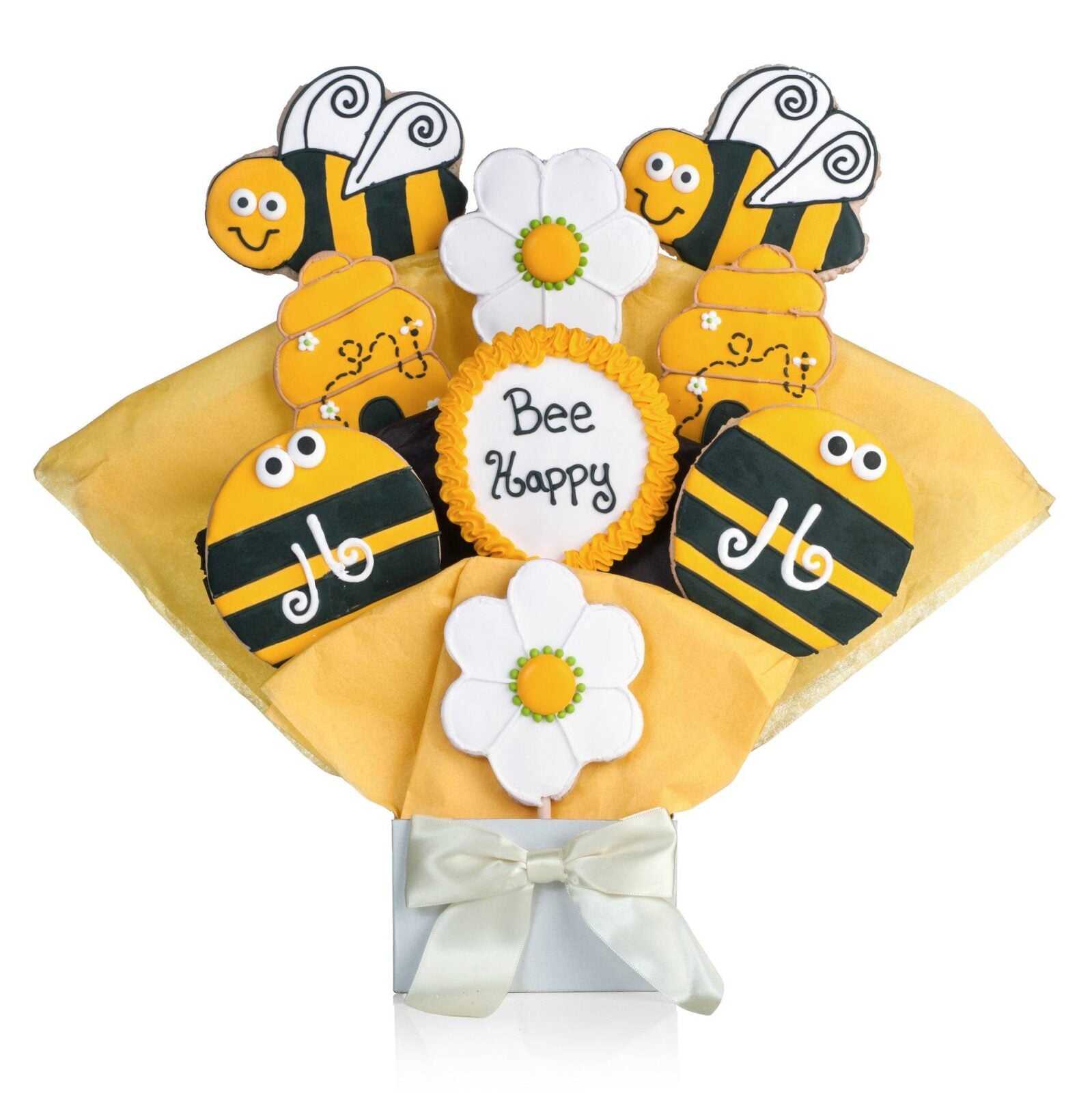 Bee Happy Cookie Bouquet (5 Cookie Count)