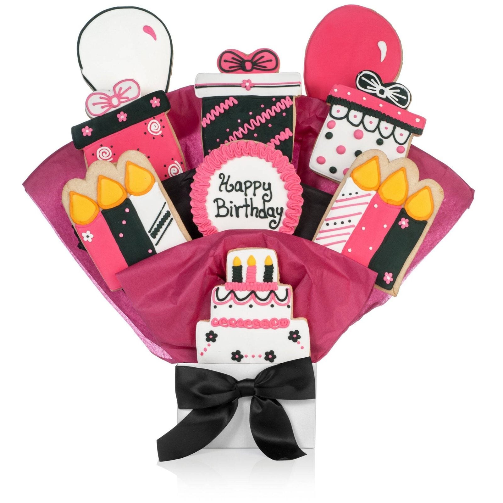 Happy Birthday Girl Cookie Bouquet (5 Cookie Count)