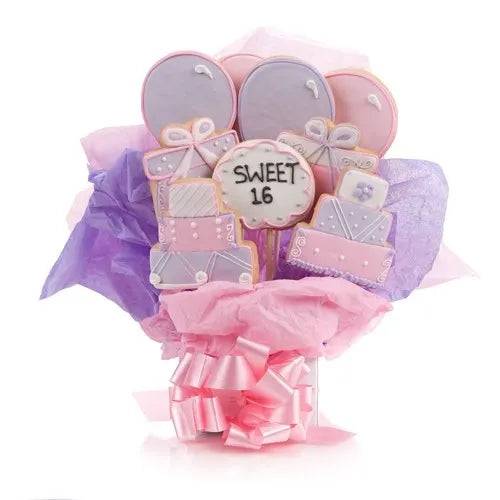 Sweet Sixteen Cookie Bouquet (5 Cookie Count)