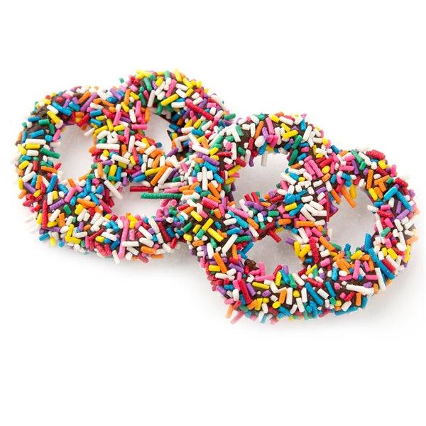 Chocolate Covered Pretzels with Rainbow Sprinkles - 96 Count