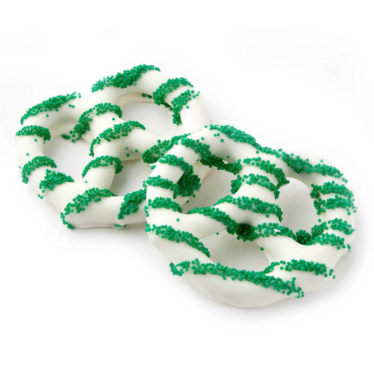 Chocolate Covered Pretzels with Green Nonpareils - 96 Count