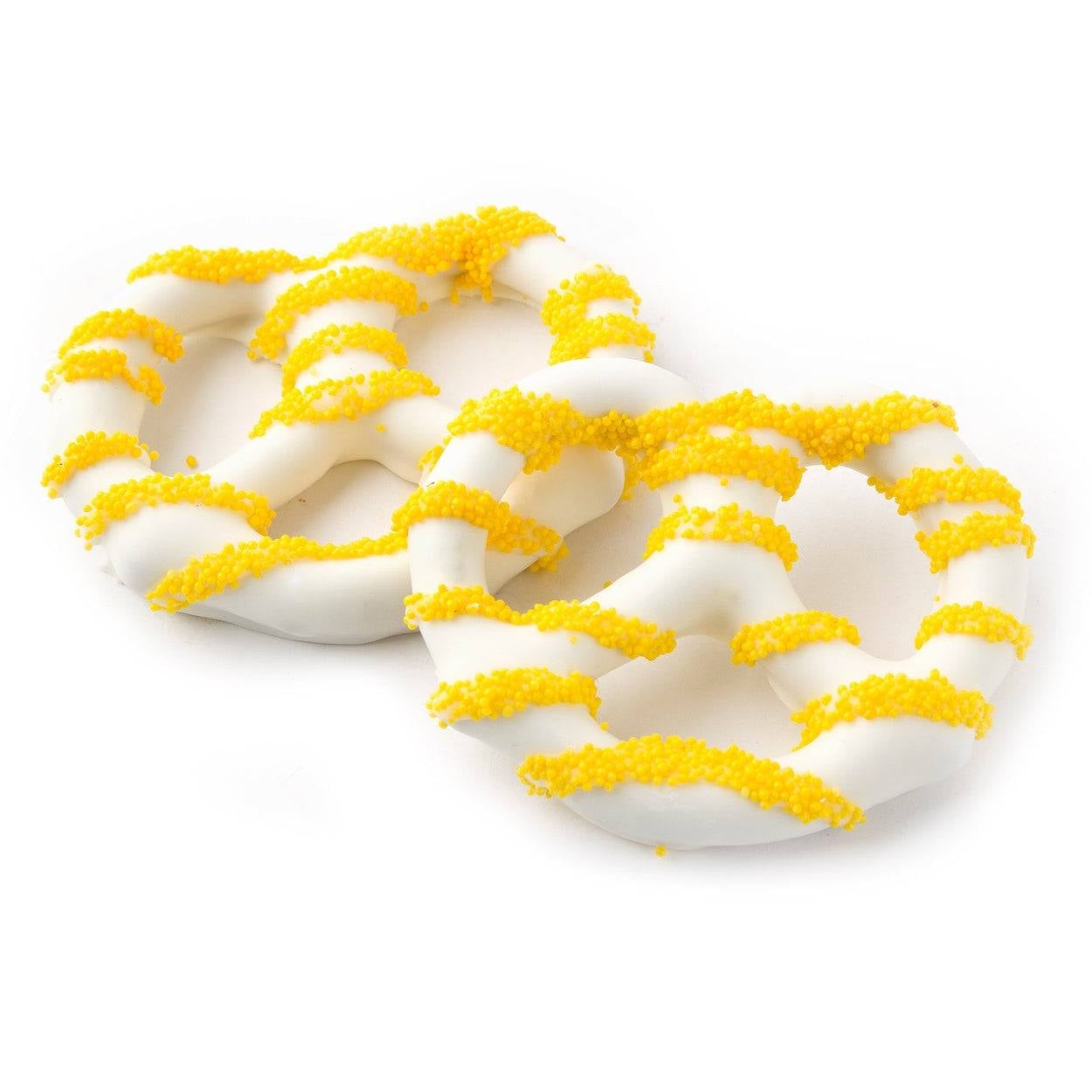 Chocolate Covered Pretzels with Yellow Nonpareils - 96 Count