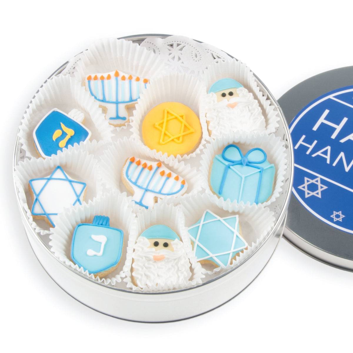 Hanukkah Mini Iced Sugar Cookies- Tin of 20