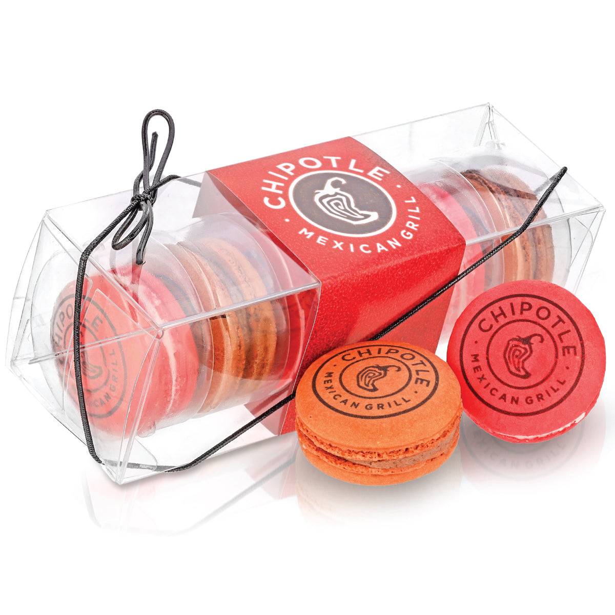Printed Macaron Clear Acetate Gift Box of 6- with Branded Custom Sleeve Option