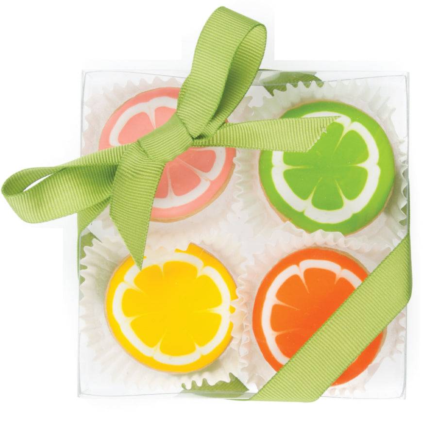 Citrus Mini Iced Sugar Cookies -Clear Gift Box of 4