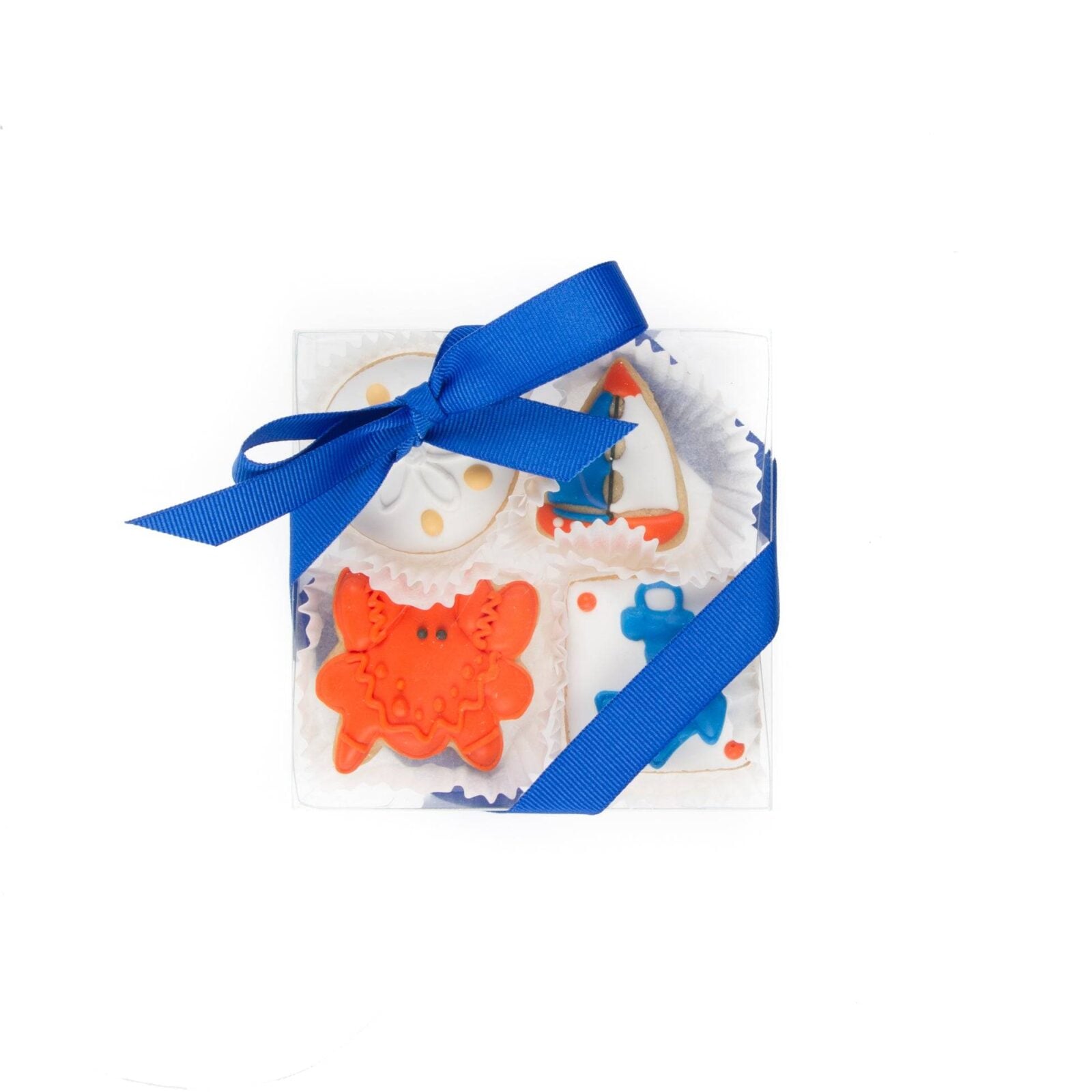 Nautical Mini Iced Sugar Cookies -Clear Gift Box of 4