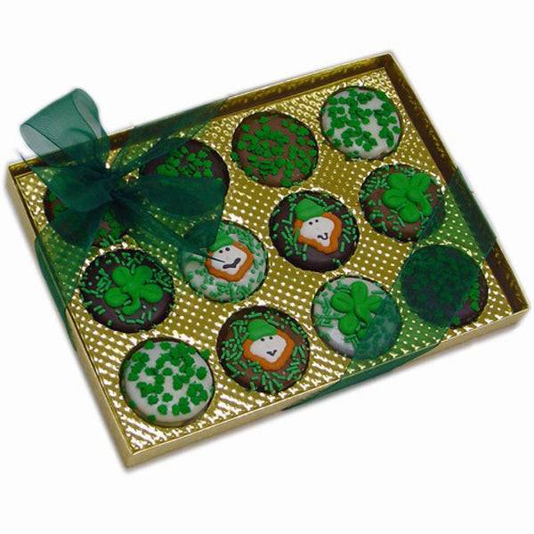 Saint Patrick's Day Decorated Sandwich Cookie-Gold Windiow Box of 12