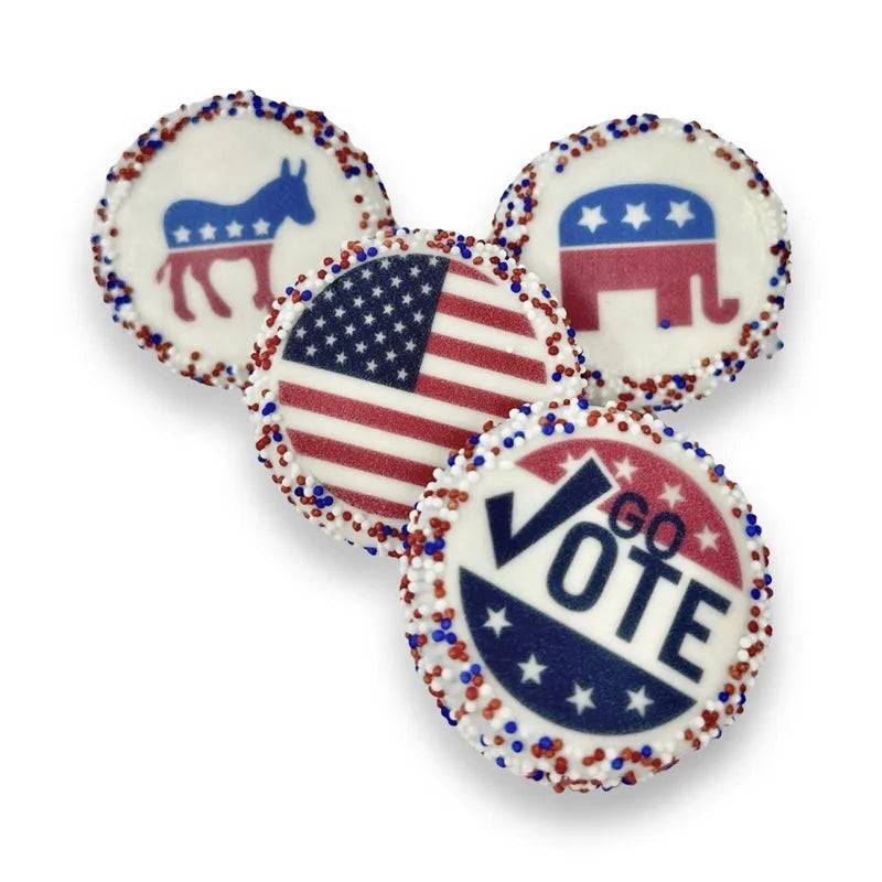 Go Vote! Chocolate Hand Dipped & Decorated Sandwich Cookie- Single
