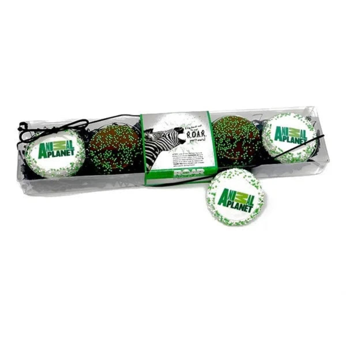 Logo Hand Dipped & Decorated Sandwich Cookie-Clear Gift Box of 5 with Sleeve Option (3 Logo + 3 Plain )