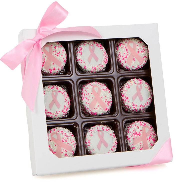 Pink Awareness Gold Box of 9 Sandwich Cookies