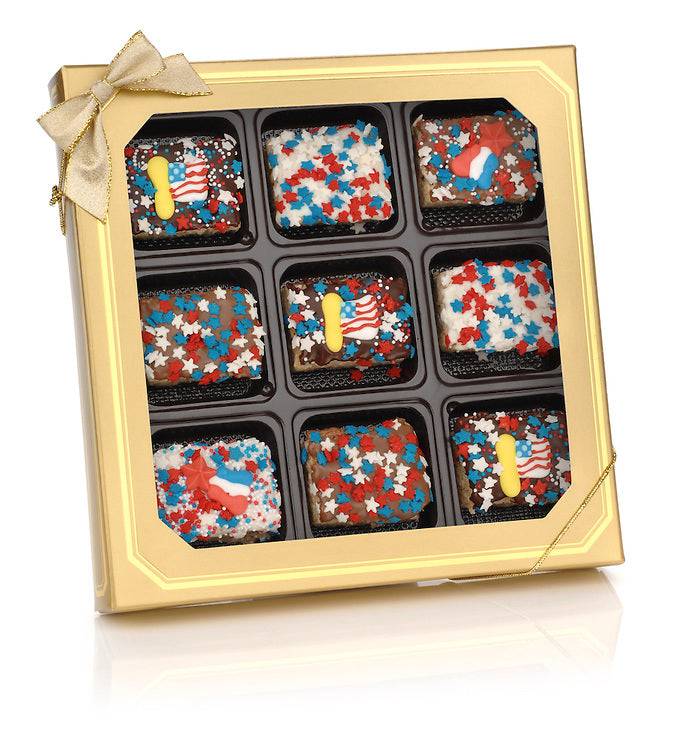 Patriotic Chocolate Dipped Mini Crizpy- Window Gift Box of 9